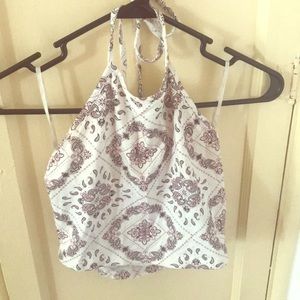 Print crop halter top